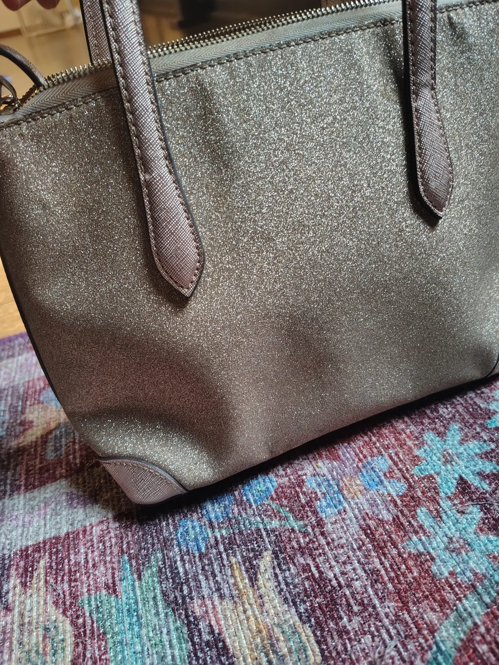kate spade New York Pink rose Gold Glitter Tote Bag